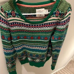 H&M Festive Green Patterned Sweater